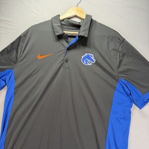 Nike Boise State Polo Shirt Mens Large Gray Shirt Dri Fit Broncos University